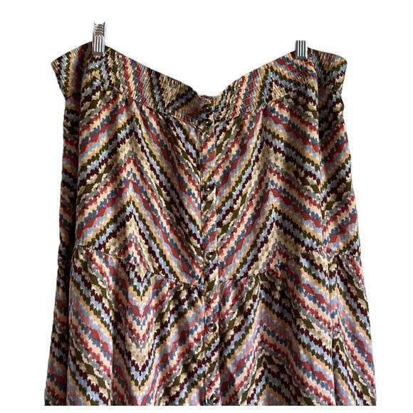 Sonoma Goods For Life Womens 2X Multi Stripe Print Tiered Midi Skirt Elastic - Picture 2 of 6